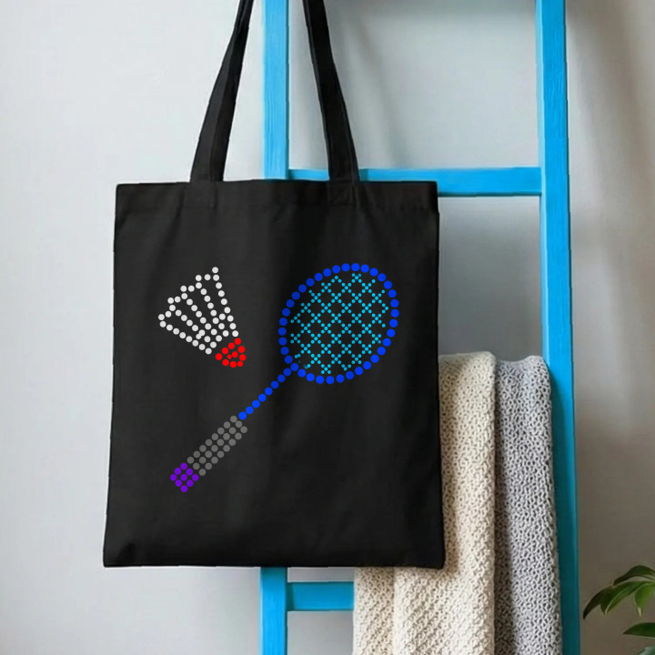 Bedminton z bodiek - deň bodky - bavlnená taška s potlačou