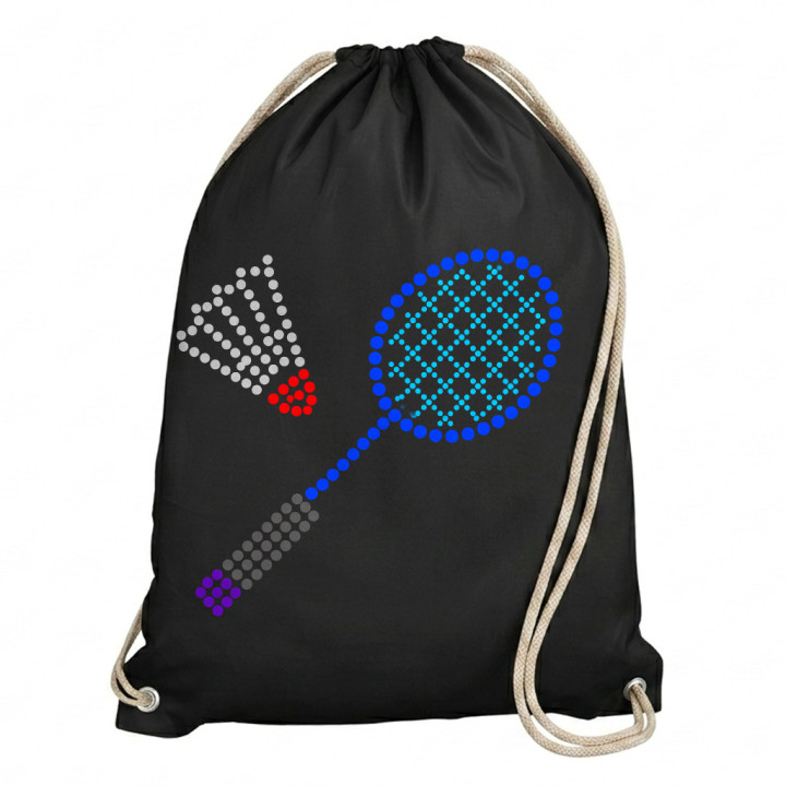 Bedminton z bodiek - deň bodky - vak na chrbát s potlačou