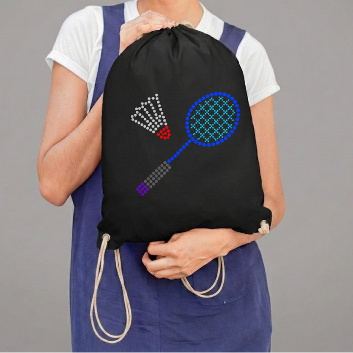 Bedminton z bodiek - deň bodky - vak na chrbát s potlačou