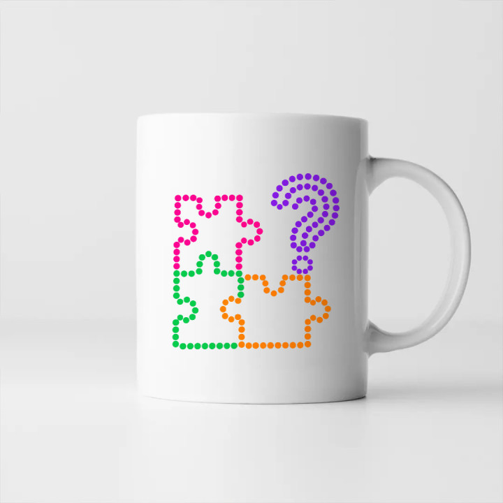 Puzzle z bodiek - deň bodky - keramický hrnček s potlačou