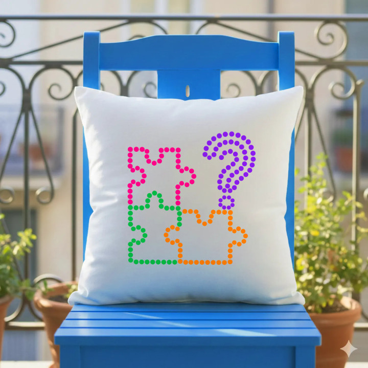 Puzzle z bodiek - deň bodky - vankúš s potlačou
