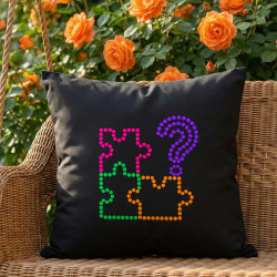 Puzzle z bodiek - deň bodky - čierny vankúš s potlačou
