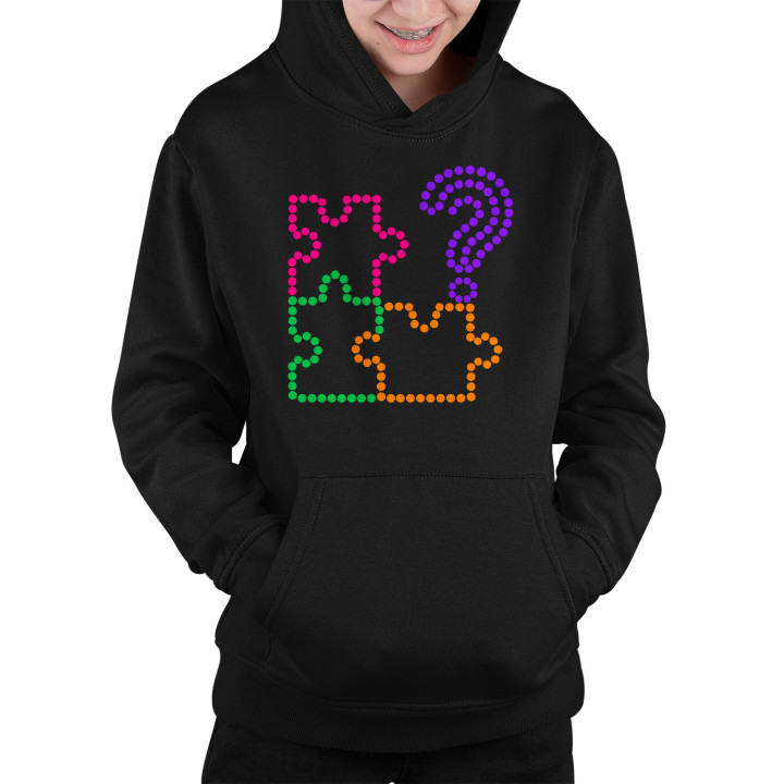 Puzzle z bodiek - deň bodky - detská mikina s potlačou