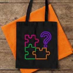Puzzle z bodiek - deň bodky - bavlnená taška s potlačou