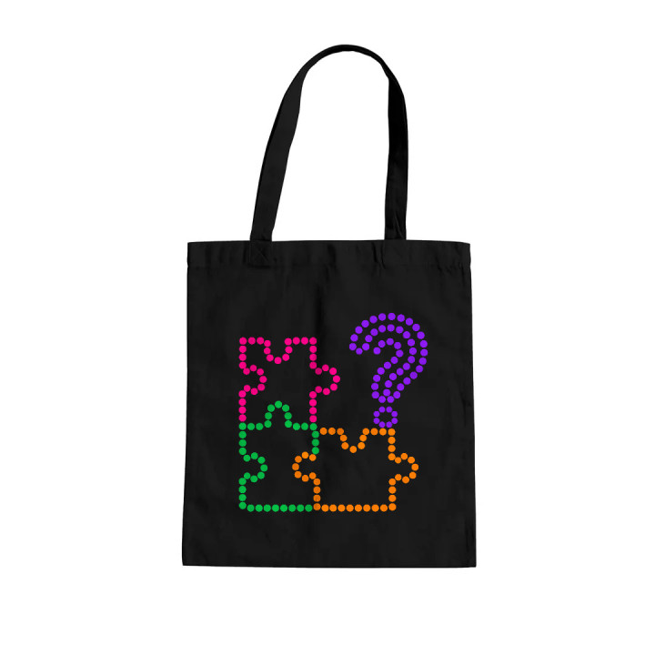 Puzzle z bodiek - deň bodky - bavlnená taška s potlačou
