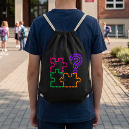 Puzzle z bodiek - deň bodky - vak na chrbát s potlačou