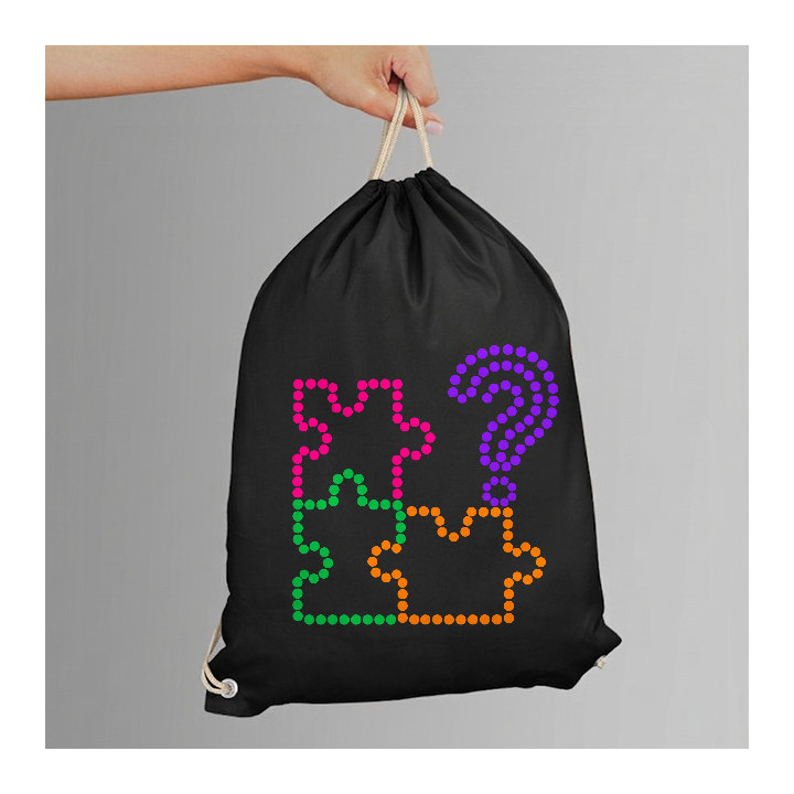 Puzzle z bodiek - deň bodky - vak na chrbát s potlačou