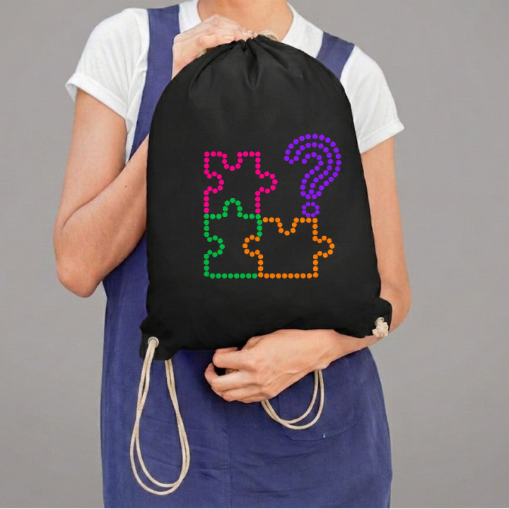 Puzzle z bodiek - deň bodky - vak na chrbát s potlačou