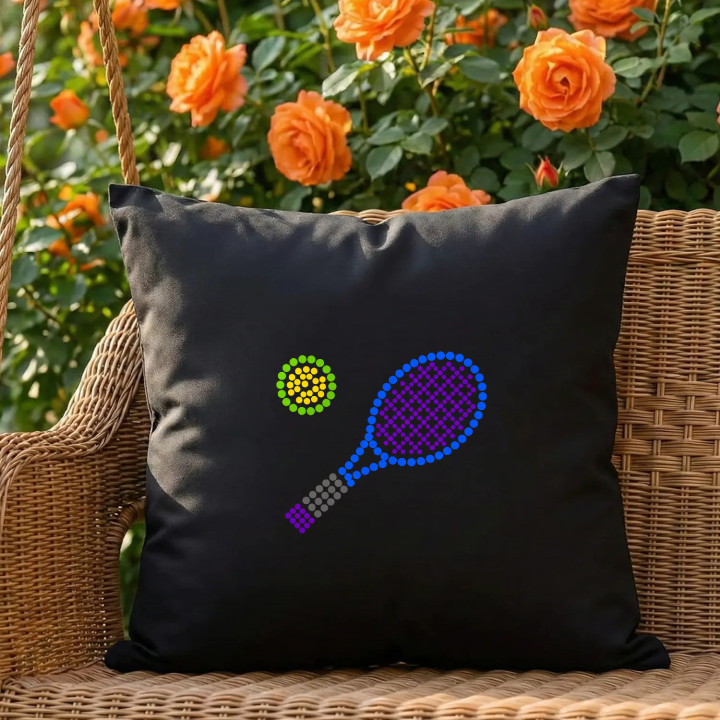 Tenis z bodiek - deň bodky - čierny vankúš s potlačou