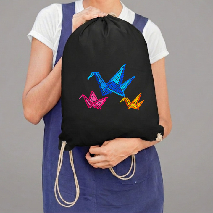 Origami z bodiek - deň bodky - vak na chrbát s potlačou