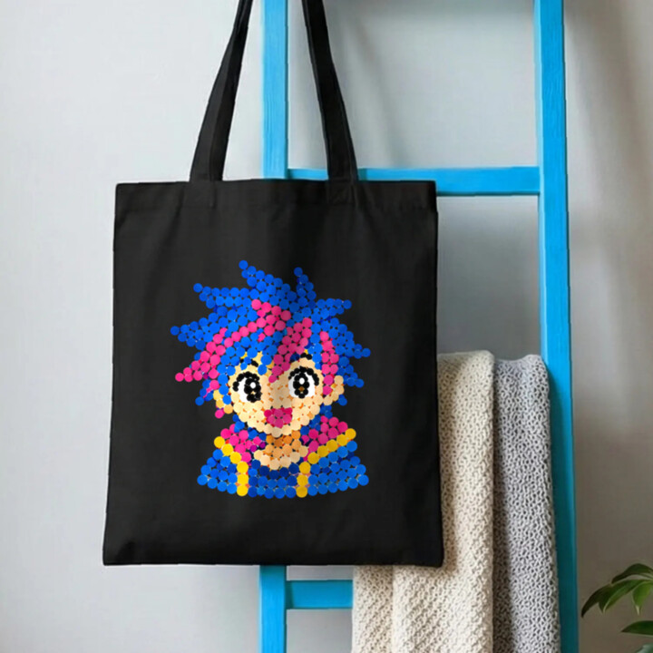 Anime dievča z bodiek - deň bodky - bavlnená taška s potlačou
