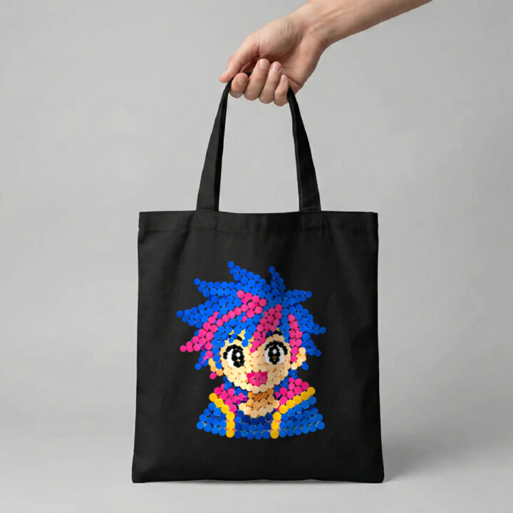 Anime dievča z bodiek - deň bodky - bavlnená taška s potlačou