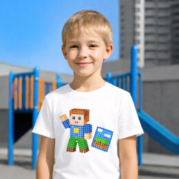Kockový hráč z bodiek - deň bodky - detské tričko s potlačou - inšpirované Robloxom