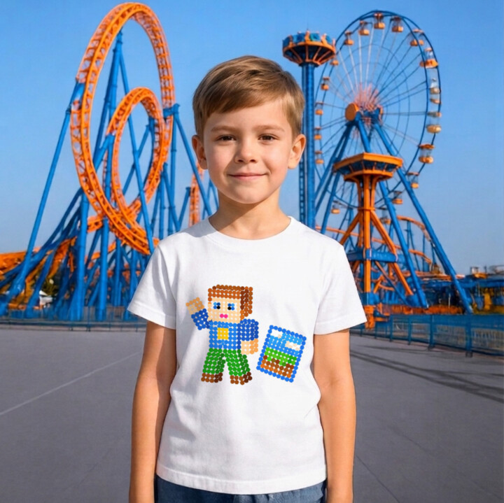 Kockový hráč z bodiek - deň bodky - detské tričko s potlačou - inšpirované Robloxom