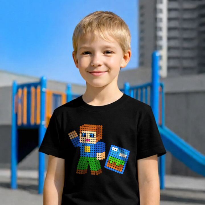 Kockový hráč z bodiek - deň bodky - detské tričko s potlačou - inšpirované Robloxom