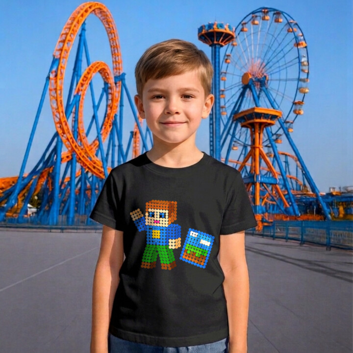Kockový hráč z bodiek - deň bodky - detské tričko s potlačou - inšpirované Robloxom