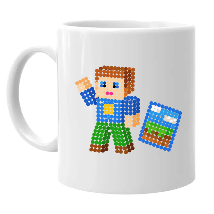 Kockový hráč z bodiek - deň bodky - keramický hrnček s potlačou - inšpirované Robloxom