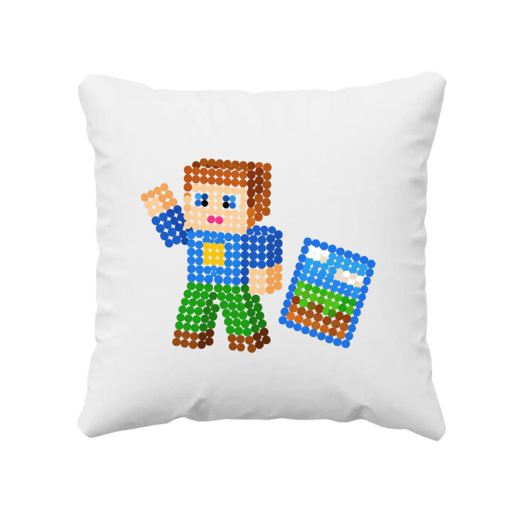 Kockový hráč z bodiek - deň bodky - vankúš s potlačou - inšpirované Robloxom