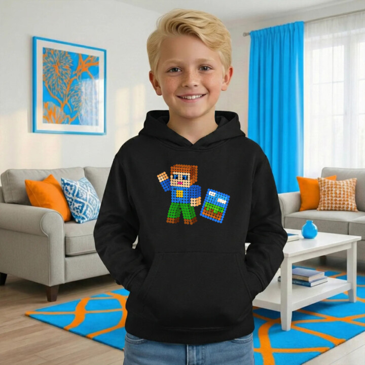 Kockový hráč z bodiek - deň bodky - detská mikina s potlačou - inšpirované Robloxom