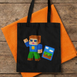 Kockový hráč z bodiek - deň bodky - bavlnená taška s potlačou - inšpirované Robloxom