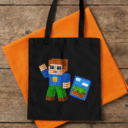 Kockový hráč z bodiek - deň bodky - bavlnená taška s potlačou - inšpirované Robloxom