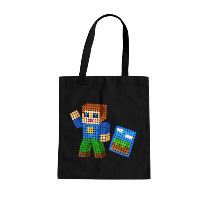 Kockový hráč z bodiek - deň bodky - bavlnená taška s potlačou - inšpirované Robloxom