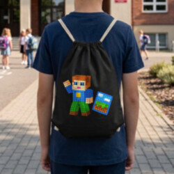 Kockový hráč z bodiek - deň bodky - vak na chrbát s potlačou - inšpirované Robloxom