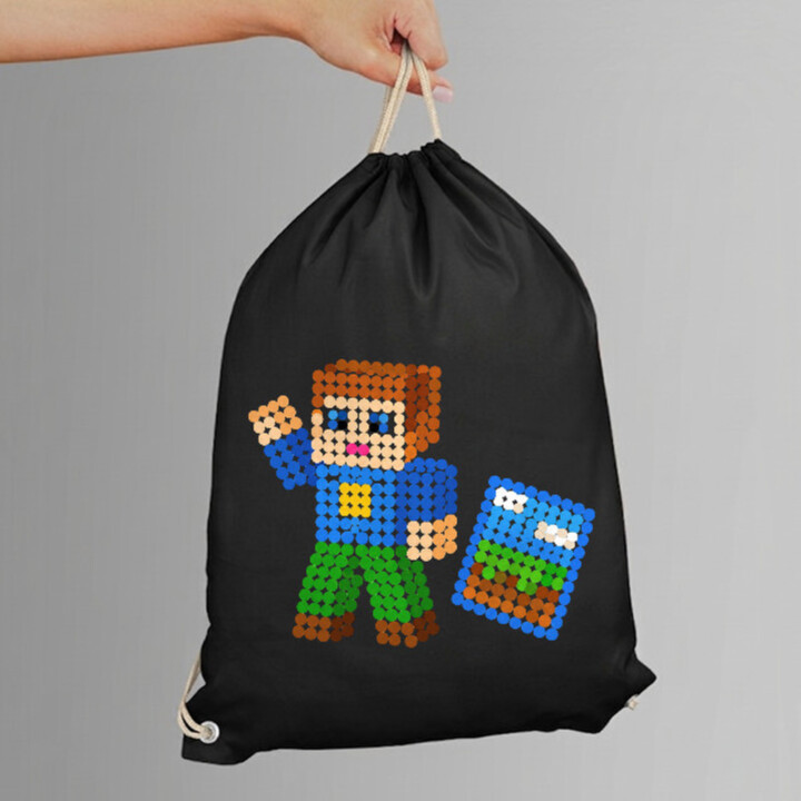 Kockový hráč z bodiek - deň bodky - vak na chrbát s potlačou - inšpirované Robloxom