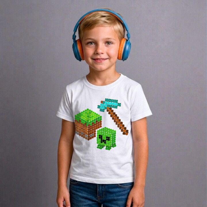 Kockový svet z bodiek - deň bodky - detské tričko s potlačou - inšpirované Minecraftom