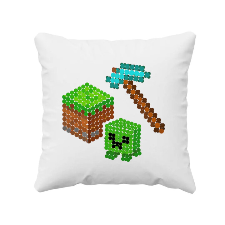 Kockový svet z bodiek - deň bodky - vankúš s potlačou - inšpirované Minecraftom
