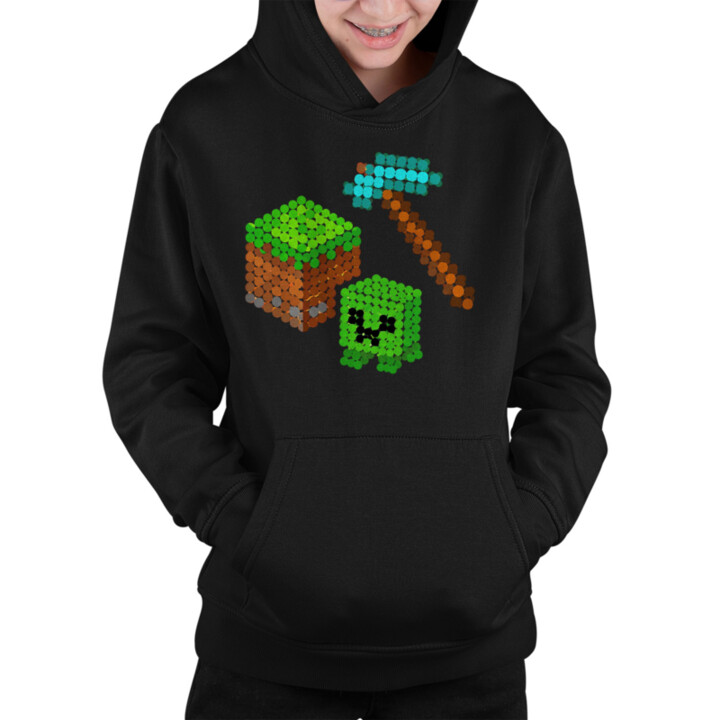 Kockový svet z bodiek - deň bodky - detská mikina s potlačou - inšpirované Minecraftom