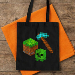 Kockový svet z bodiek - deň bodky - bavlnená taška s potlačou - inšpirované Minecraftom