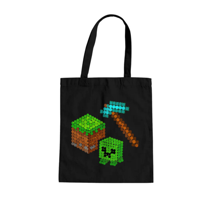Kockový svet z bodiek - deň bodky - bavlnená taška s potlačou - inšpirované Minecraftom