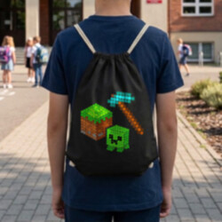 Kockový svet z bodiek - deň bodky - vak na chrbát s potlačou - inšpirované Minecraftom