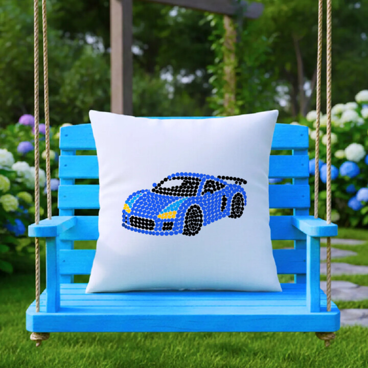 Športové auto z bodiek - deň bodky - vankúš s potlačou