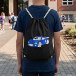 Športové auto z bodiek - deň bodky - vak na chrbát s potlačou