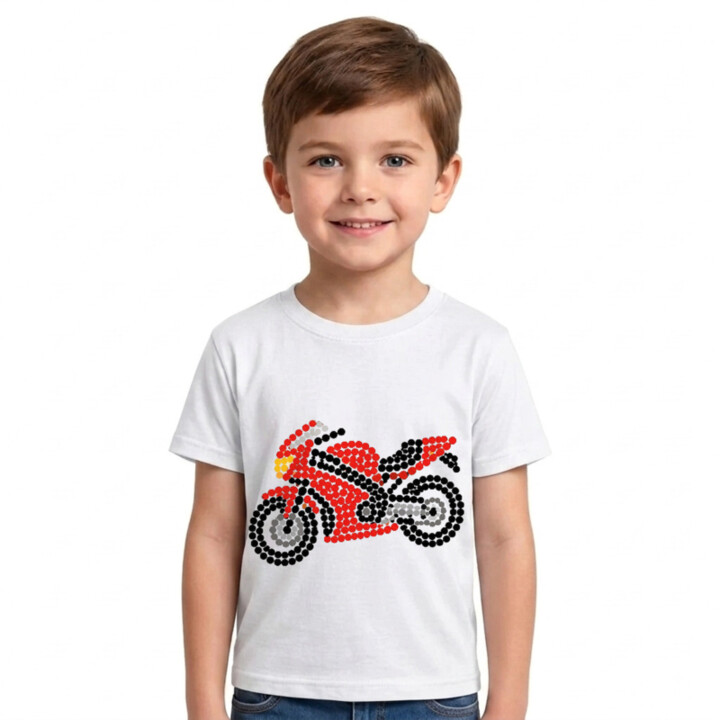 Motorka z bodiek - deň bodky - detské tričko s potlačou