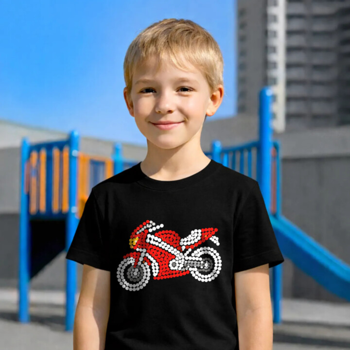 Motorka z bodiek - deň bodky - detské tričko s potlačou
