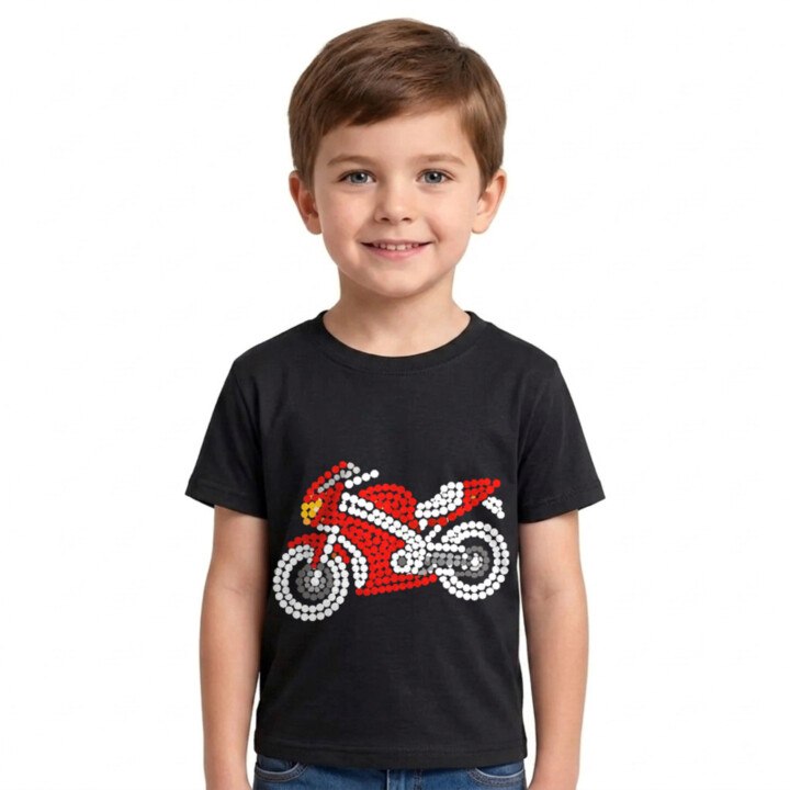 Motorka z bodiek - deň bodky - detské tričko s potlačou