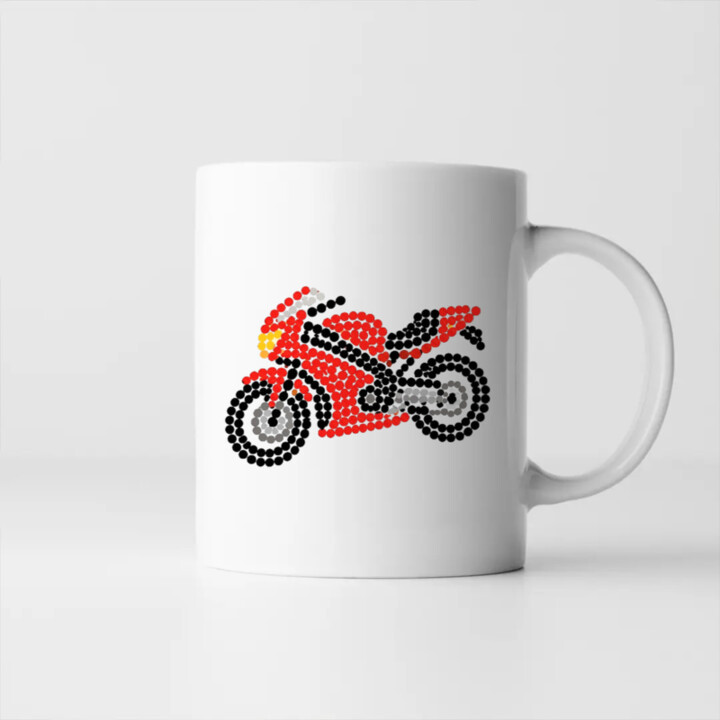 Motorka z bodiek - deň bodky - keramický hrnček s potlačou