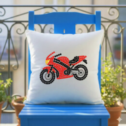 Motorka z bodiek - deň bodky - vankúš s potlačou