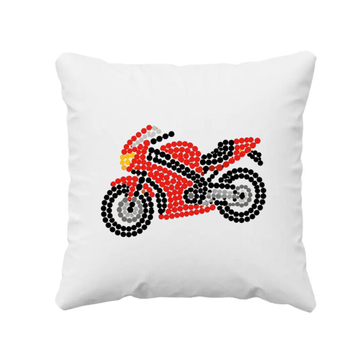 Motorka z bodiek - deň bodky - vankúš s potlačou