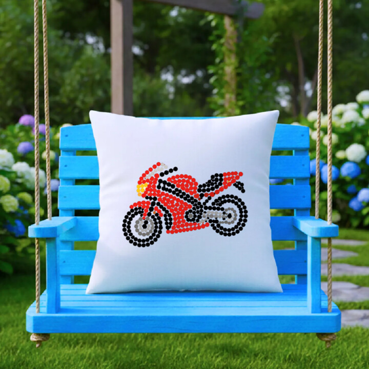 Motorka z bodiek - deň bodky - vankúš s potlačou