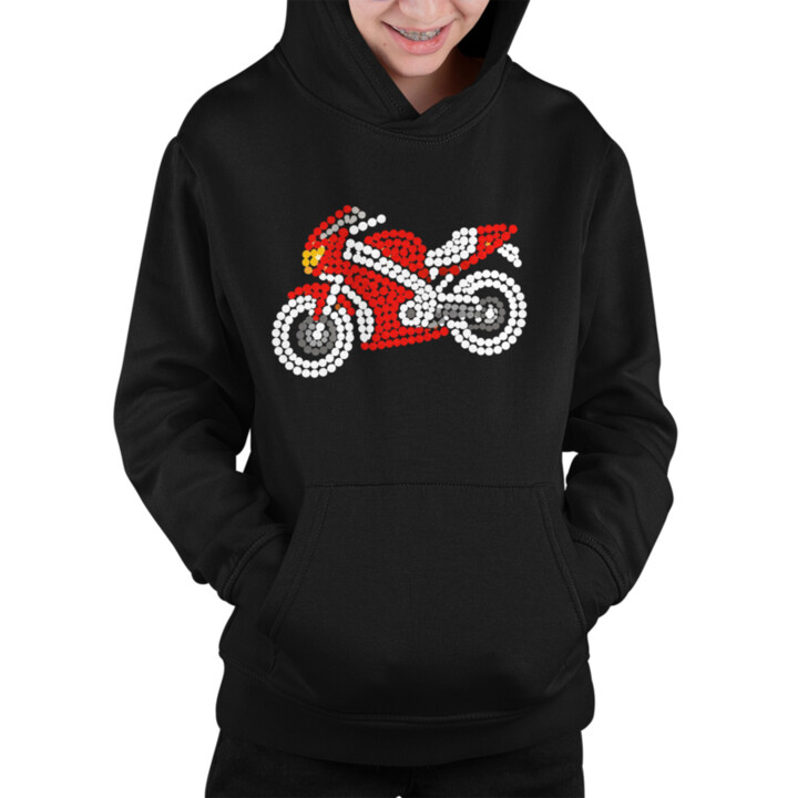 Motorka z bodiek - deň bodky - detská mikina s potlačou