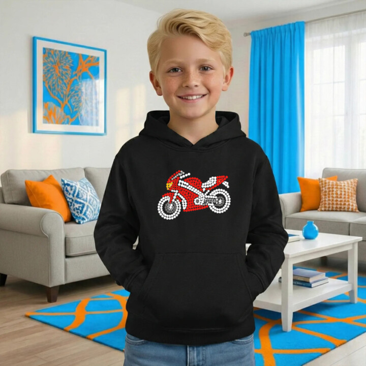 Motorka z bodiek - deň bodky - detská mikina s potlačou