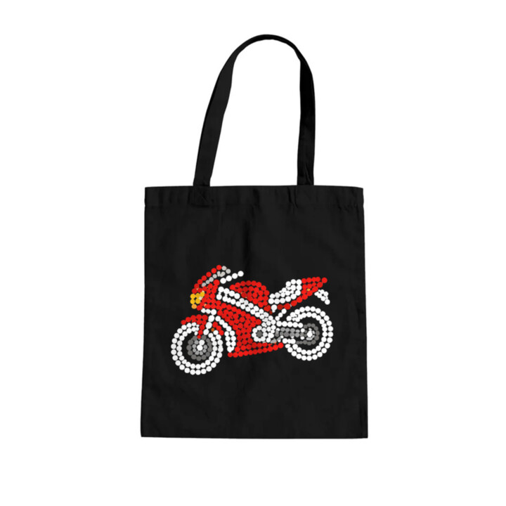 Motorka z bodiek - deň bodky - bavlnená taška s potlačou