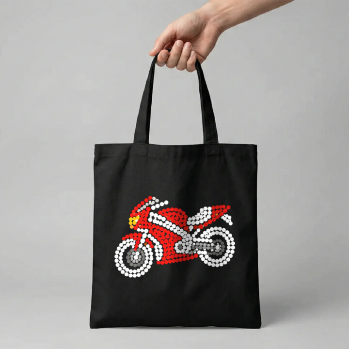 Motorka z bodiek - deň bodky - bavlnená taška s potlačou