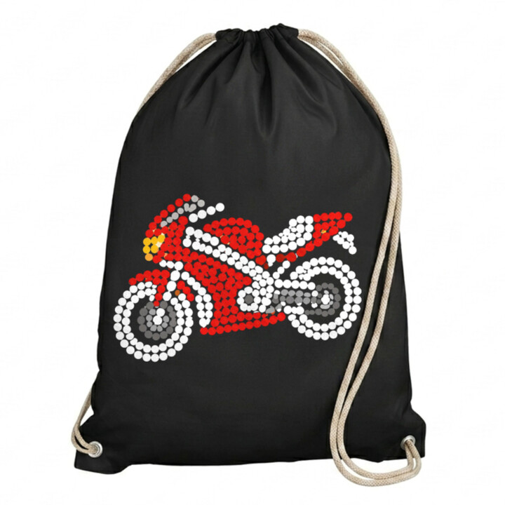 Motorka z bodiek - deň bodky - vak na chrbát s potlačou