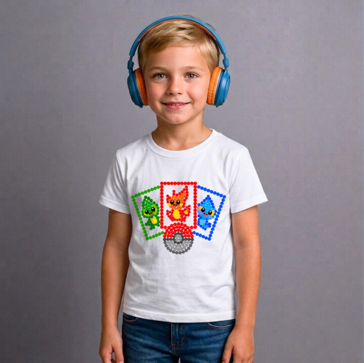 Zberateľské karty z bodiek - deň bodky - detské tričko s potlačou - inšpirované Pokémonmi
