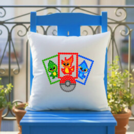 Zberateľské karty z bodiek - deň bodky - vankúš s potlačou - inšpirované Pokémonmi